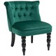 image 1 of HOMCOM Velvet Accent Chair Tufted Wingback Chair w/ Rubber Wood Legs Dark Green