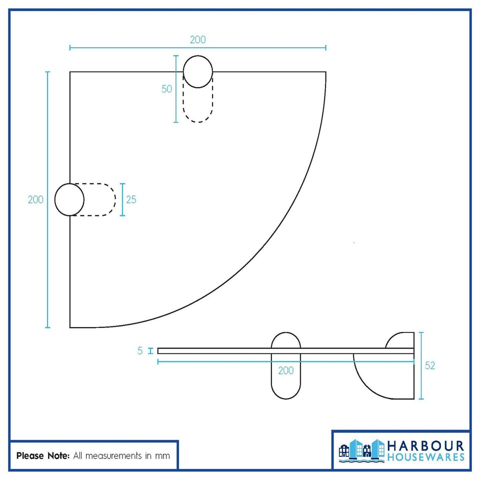 image 1 of Harbour Housewares Floating Glass Corner Shelves - 20cm - Pack of 2 | Clear | Clear