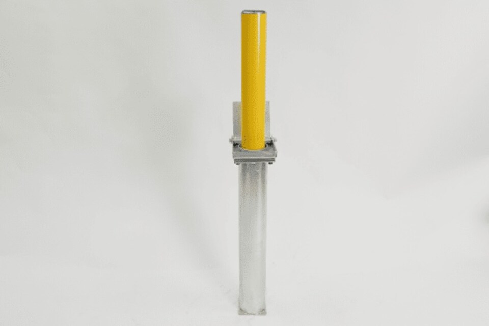 image 1 of The Ramp People Stainless Steel Retractable Telescopic Bollard for Driveways & Car Parks - Yellow - 4 Keys