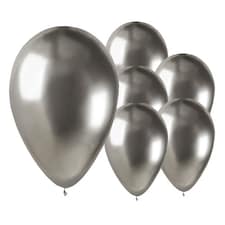 Shiny Silver Bio Latex Balloons 33cm / 13 in - Pack of 6
