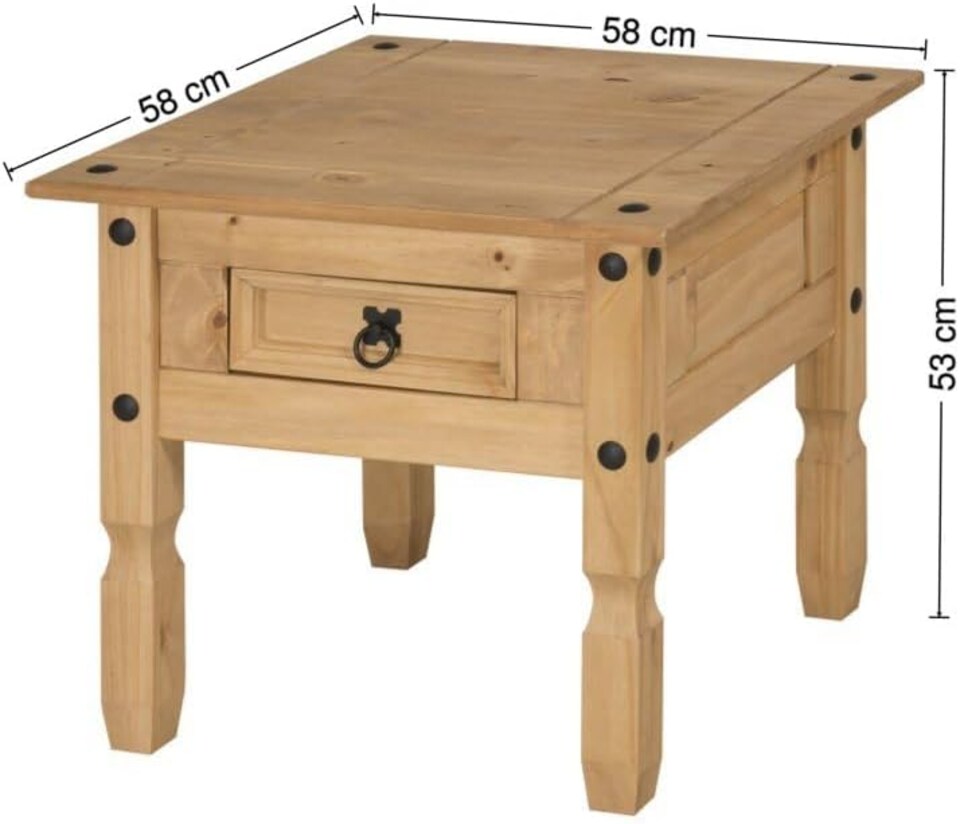 image 1 of Mercers Furniture Corona 1 Drawer Lamp Table Coffee End Unit Solid Wood Pine with Mexican Styling Wooden
