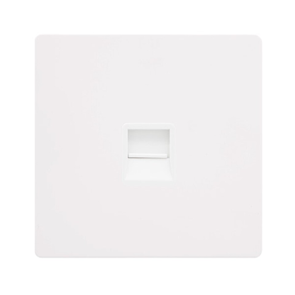 SE HOME White Metal Screwless Plate Secondary Telephone Single Socket - SE HOME White Trim - SE Home White | Metal