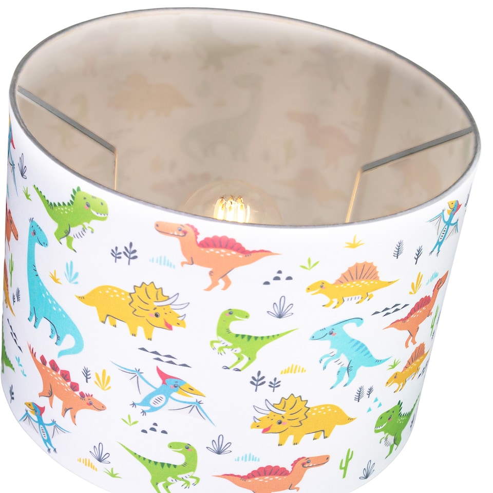 image 1 of Modern and Colourful Dinosaurs Childrens Cotton Fabric Lamp Shade - 25cm | Multi | 10"
