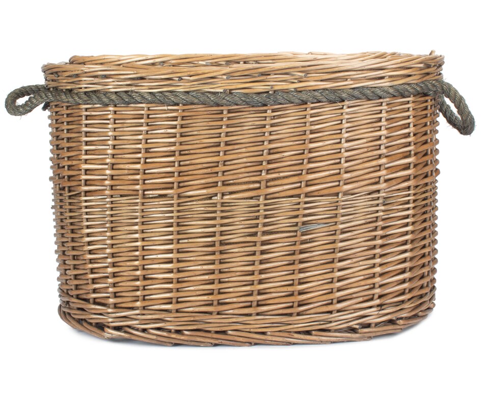 image 1 of Set 2 Oval Rope Handled Log Baskets