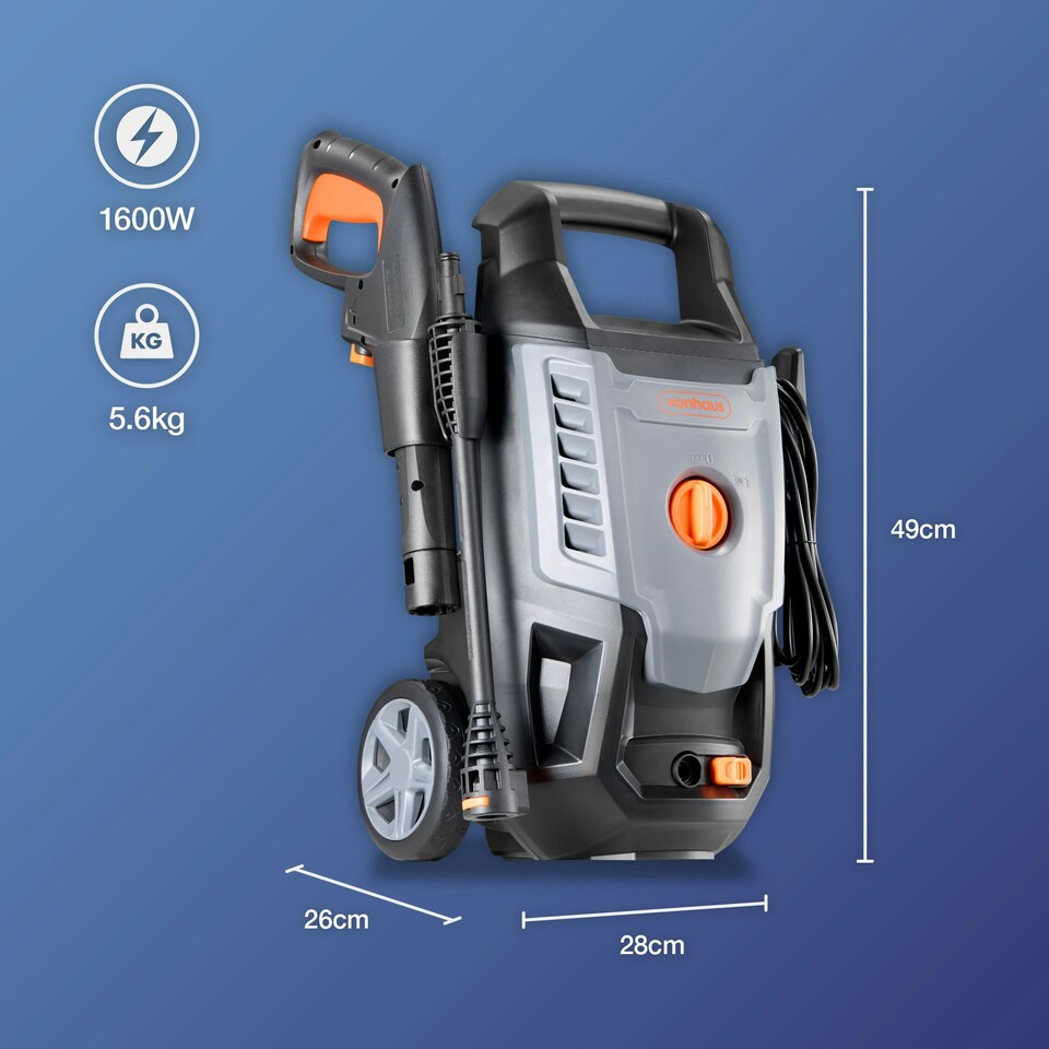 image 1 of VonHaus Pressure Washer 1600W Portable Power Jet Washer