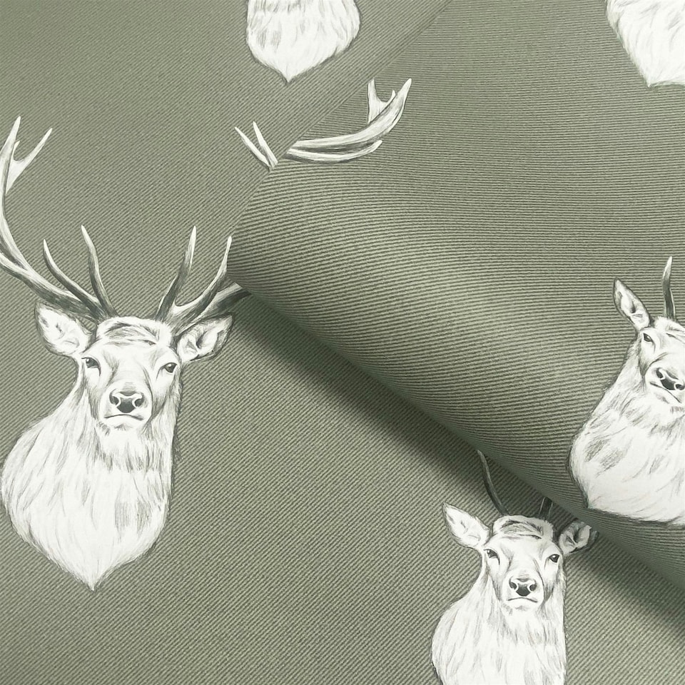 image 1 of Catherine Lansfield Stag Green Wallpaper Green | Green