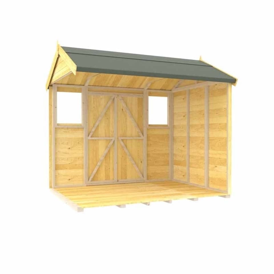 image 1 of 8 x 8 Feet Apex Summer Shed - Wood - L243 x W231 x H217 cm | Brown