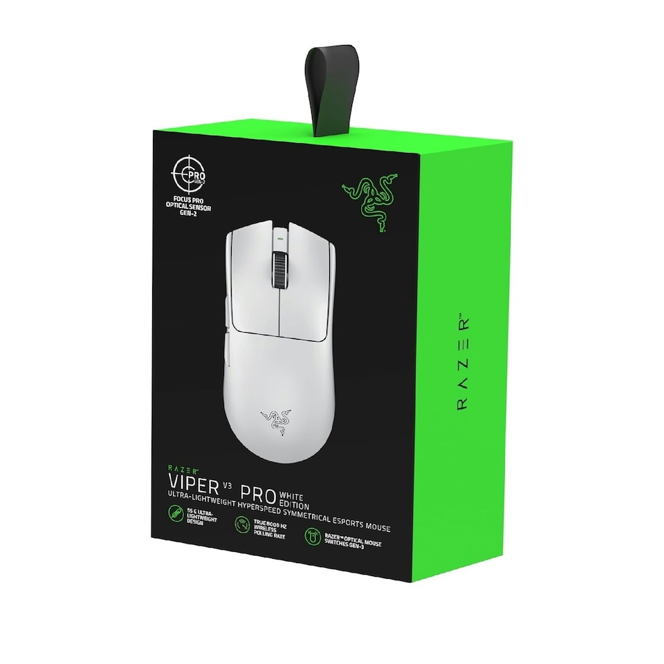 image 1 of Viper V3 Pro Wireless Esports Gaming Mouse: Symmetrical, 54g Lightweight, 8K Polling, 35K DPI Optical Sensor, Gen3 Optical Switches, 8 Programmable Controls, 95 Hr Battery - White