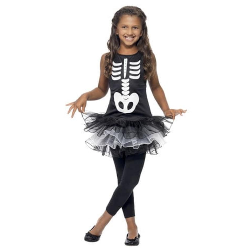 image 1 of Skeleton Tutu Girls Fancy Dress Costume Kids Medium - Age 7-9