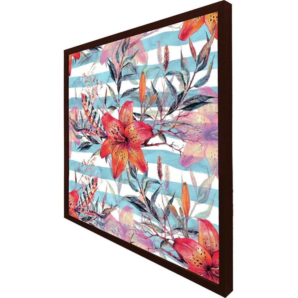 image 1 of Bouquet of watercolour tiger lilies (Picutre Frame) Grey | XS