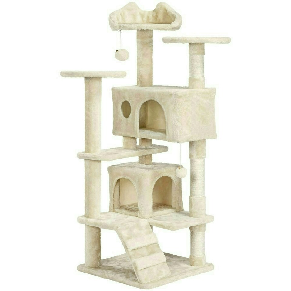 image 1 of Yaheetech 137cm Tall Cat Tree with Scratching Posts Beige
