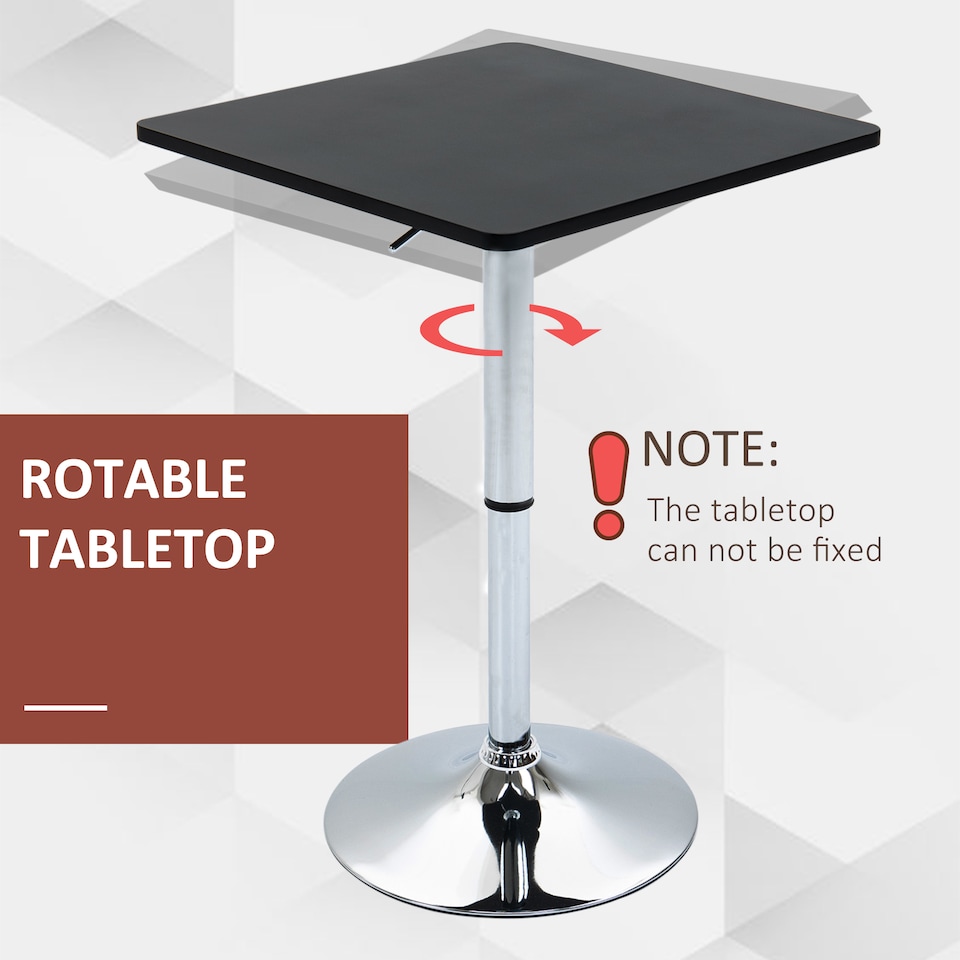 image 1 of HOMCOM Adjustable Height Bar Table with Metal Frame and Square Tabletop