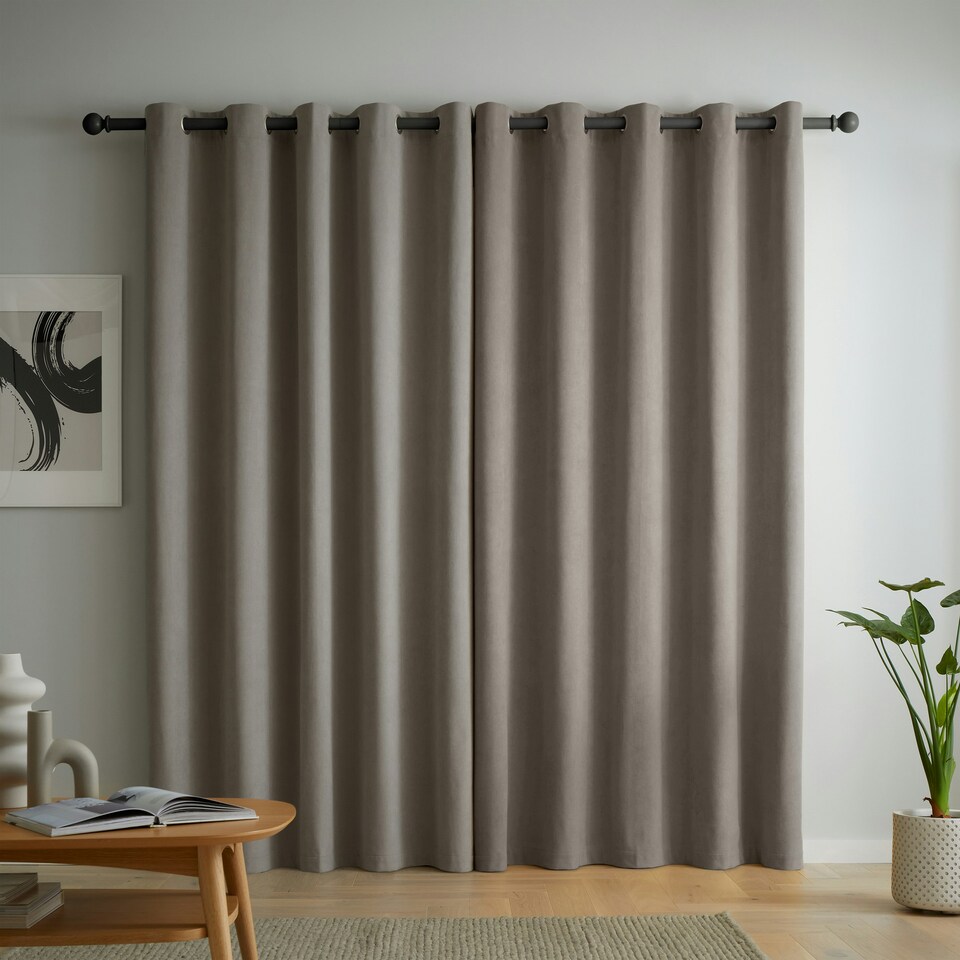 image 1 of Catherine Lansfield Wilson Blackout Thermal 46x72 Inch Eyelet Curtains Grey
