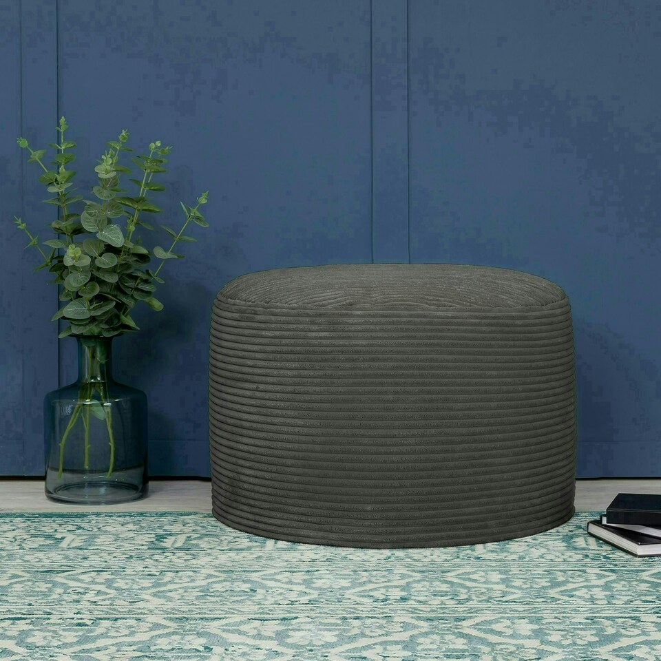 image 1 of icon Frankie Beanbag Footstool Corduroy Charcoal Grey