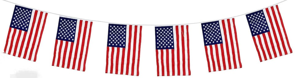 image 1 of USA Flag Rectangular Party Bunting 10m with 20 Flags