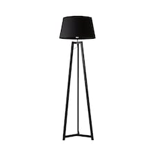 ValueLights Lottie Black Wood Tripod Floor Lamp Black Taper Shade