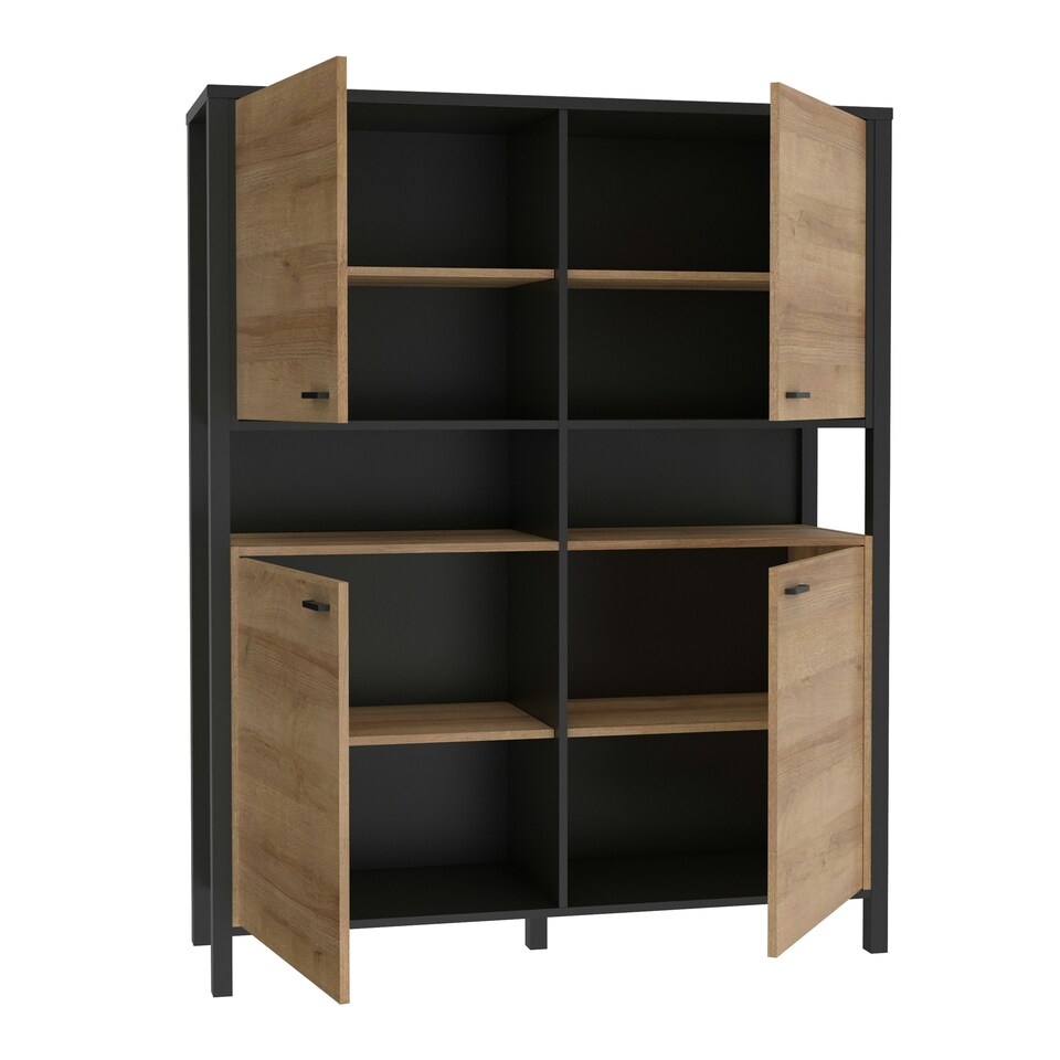 image 1 of High Rock Storage Cabinet in Matt Black/Riviera Oak