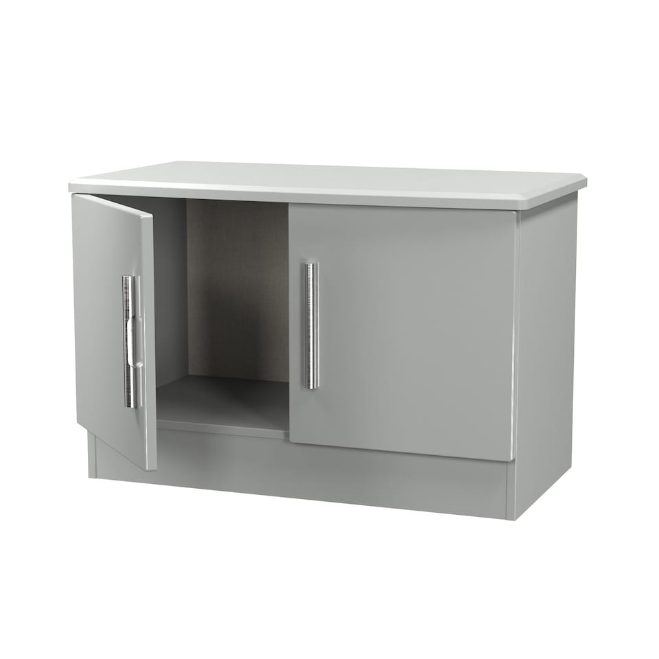 image 1 of Windsor Compact 2 Door Cupboard in Grey Gloss / Dusk Grey (Ready Assembled) | Grey | Grey Gloss / Dusk Grey