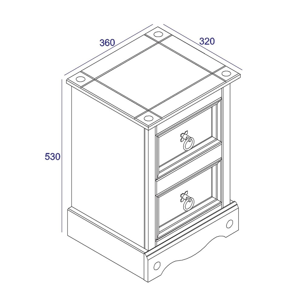 image 1 of Corona Premium 2 Drawer Petite Bedside Cabinet - Shaker-Style Nightstand with Dovetail Drawers | Grey | Grey Wax | One Size | 1