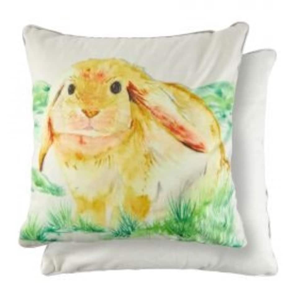 image 1 of Animal Watercolour Printed Cushion 43cm x 43cm Bunny | Grey | Grey