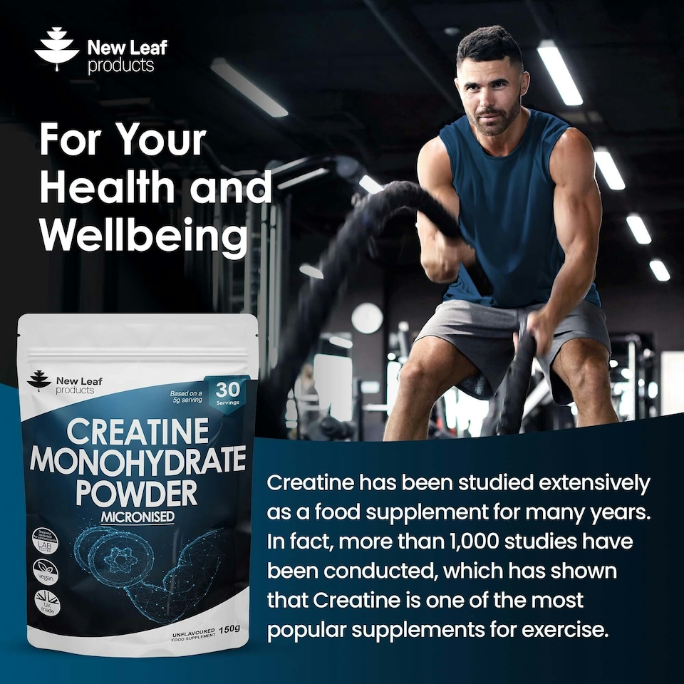 image 1 of Creatine Monohydrate Powder - Exercise Supplements - Vegan 150g Powder