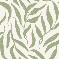 Olive Leaf Wallpaper in Pistachio on Cream | Green | Pistachio Green on Cream | 50cm x 10m