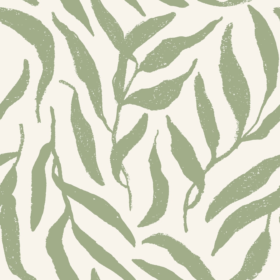 image 1 of Olive Leaf Wallpaper in Pistachio on Cream | Green | Pistachio Green on Cream | 50cm x 10m