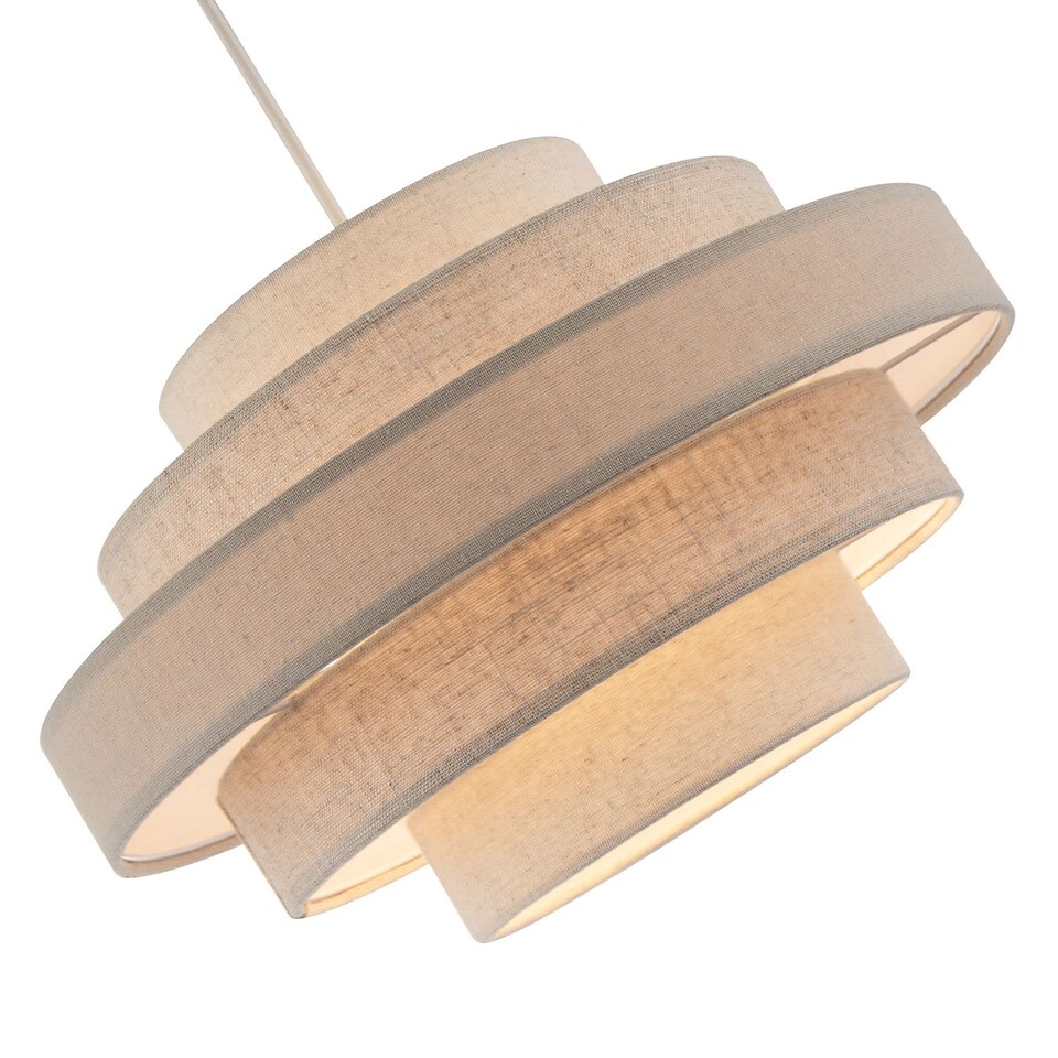 image 1 of Five Tier Pendant Lighting Shade with Natural Oatmeal and Beige Linen | Cream | Beige | 1