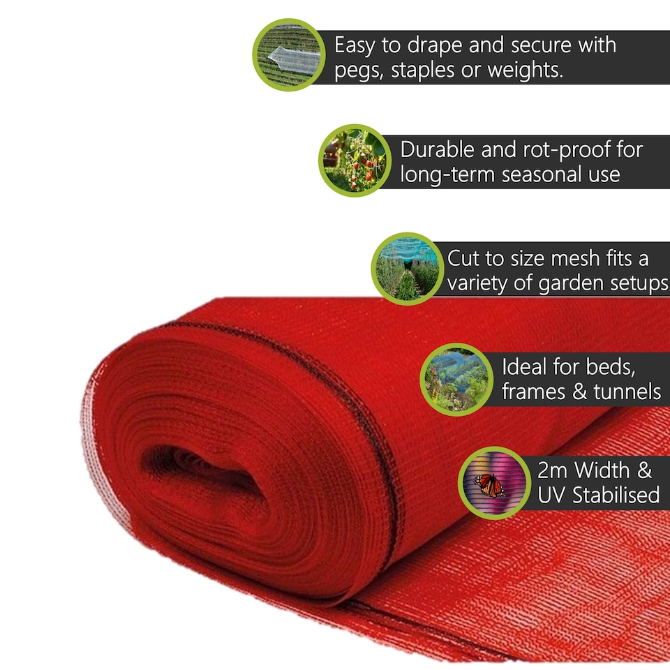 image 1 of Pegdev Red Strawberry Netting UV Mesh for Fruit Plants Birds Away 15m