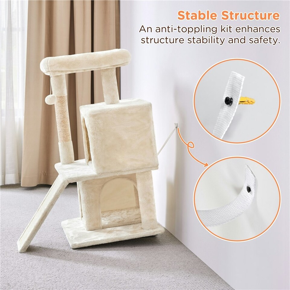 image 1 of Yaheetech 92 cm Cat Tower with Double Condos Beige