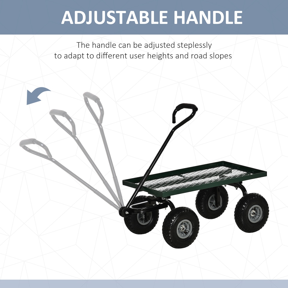 image 1 of Garden Trolley Cart with Pneumatic Wheels and Rotating Handle, Green | Green | Green