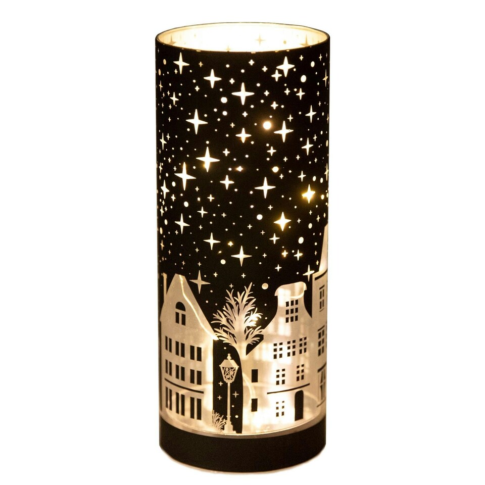 image 1 of 22cm Deep Blue Christmas Vase - LED Village Decor