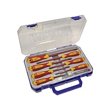Faithfull Vde Soft Grip Screwdriver Set (case), 8 Piece - Multi Colour - One Size