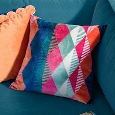 Furn Metro Harlequin Velvet Cushion | Multi | Multicolour