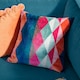 image 1 of Furn Metro Harlequin Velvet Cushion | Multi | Multicolour