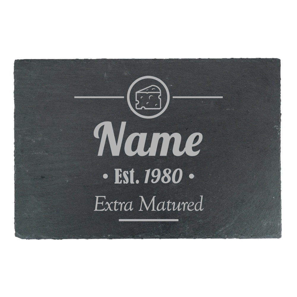 Uniqueful Personalised Extra Matured Design Rectangular Slate Cheeseboard in Black | Size: 1 Pack