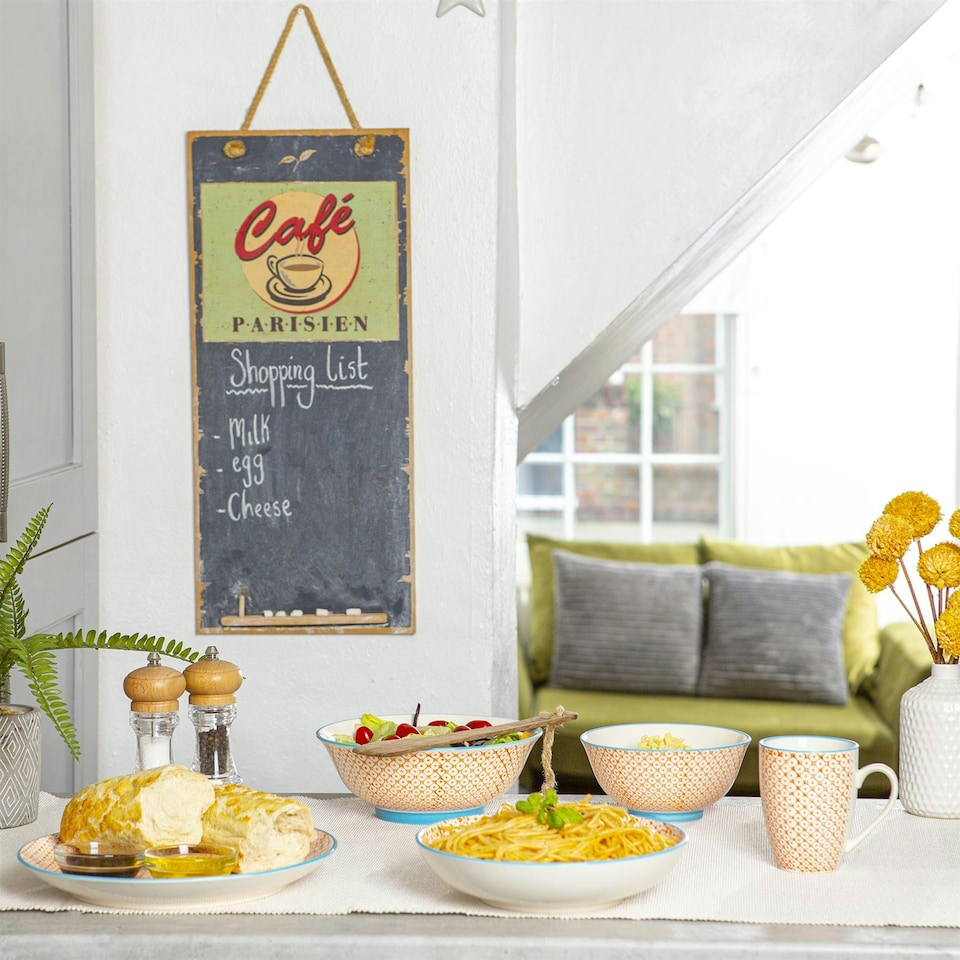 image 1 of Nicola Spring 24 Piece Hand-Printed Dinner Set - Orange