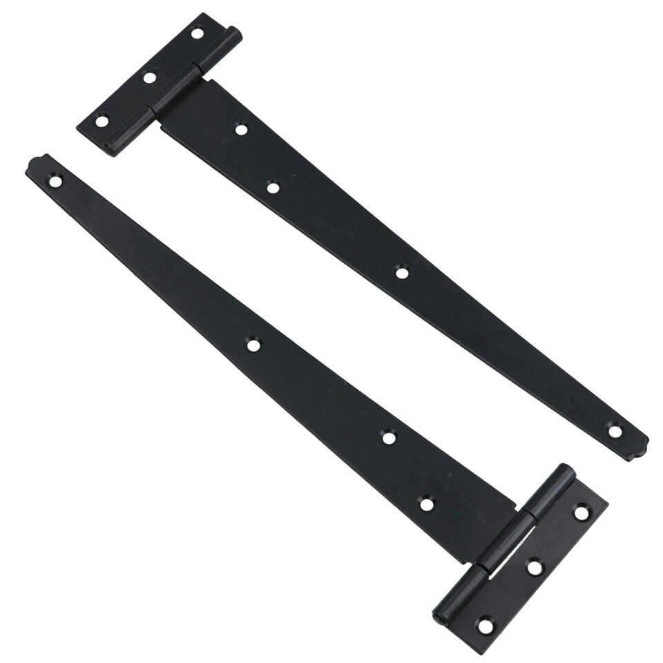 image 1 of 10in / 250mm Heavy Duty T Tee Hinges For Shed + Garden Gates Black Finish 4pc