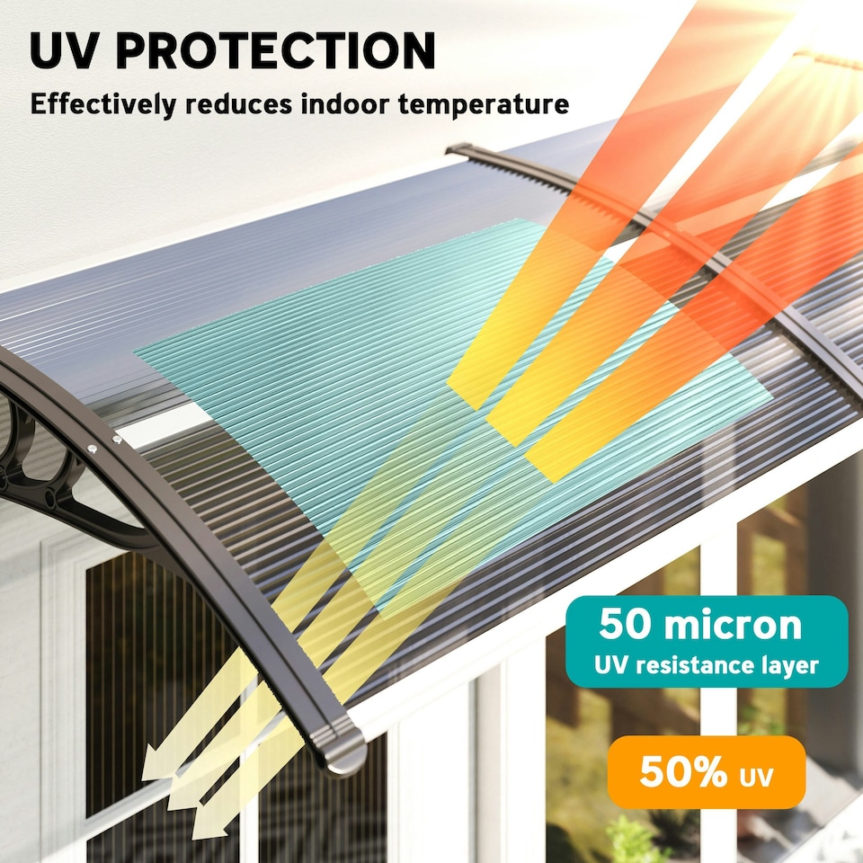 image 1 of Outsunny Door Canopy Awning Outdoor Window Rain Shelter for Door 196 x 75cm Black | Black