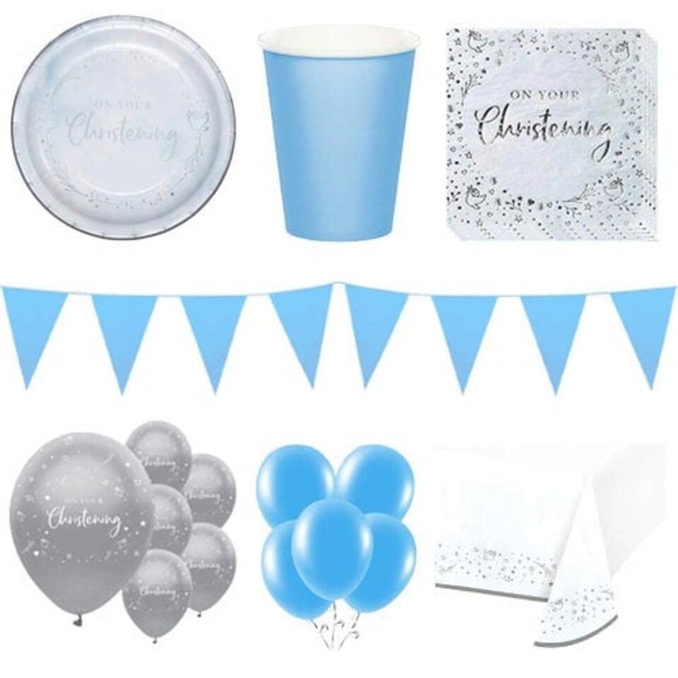 Blue On Your Christening 16 Person Deluxe Party Pack