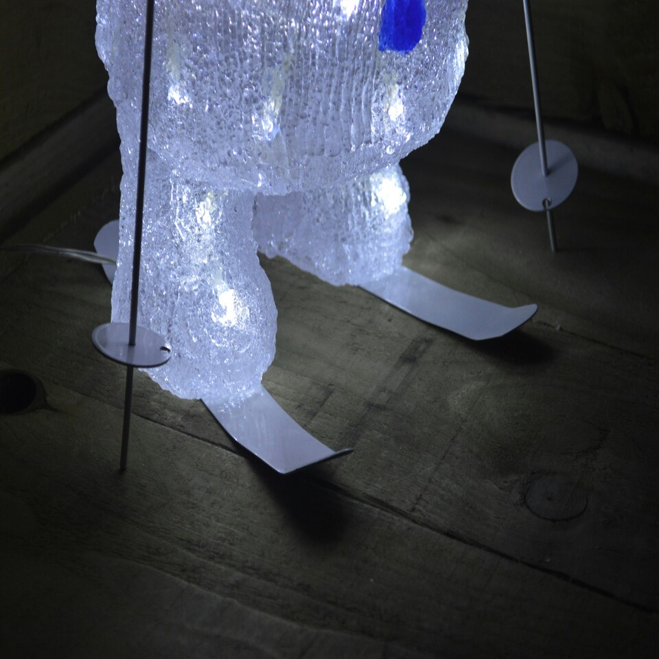 image 1 of 40cm Skiing Snowman Christmas Decoration with 48 Ice White LEDs with a 10m Cable