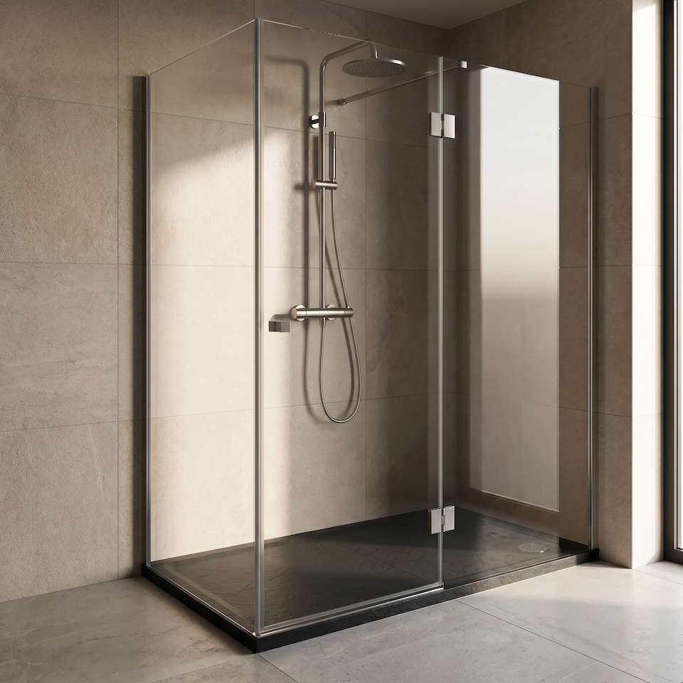 image 1 of Balterley Rectangular Slate Effect Shower Tray - Balterley | Black | Black