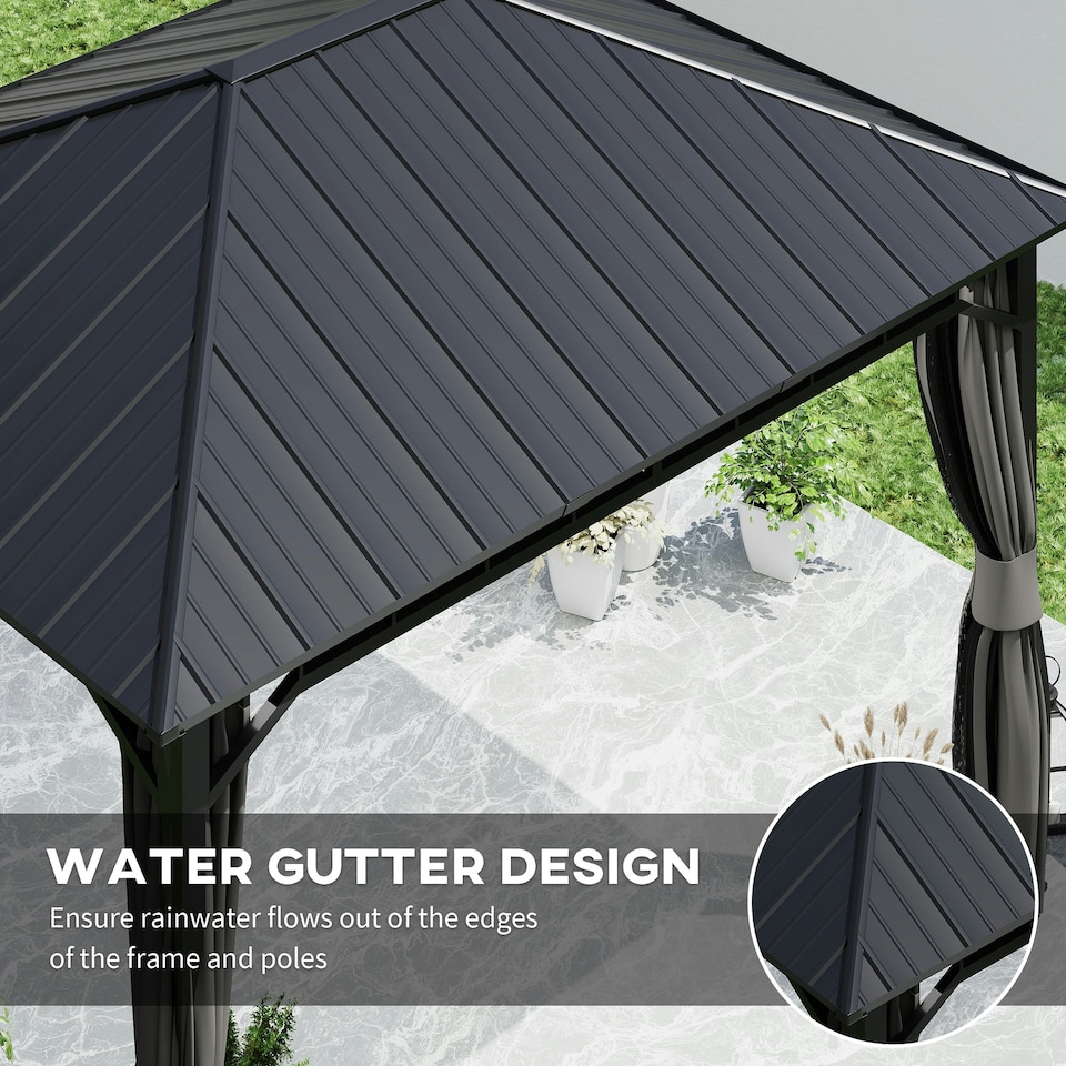 image 1 of Outsunny 3 x 4m Hardtop Gazebo with Galvanised Steel Roof and Sides