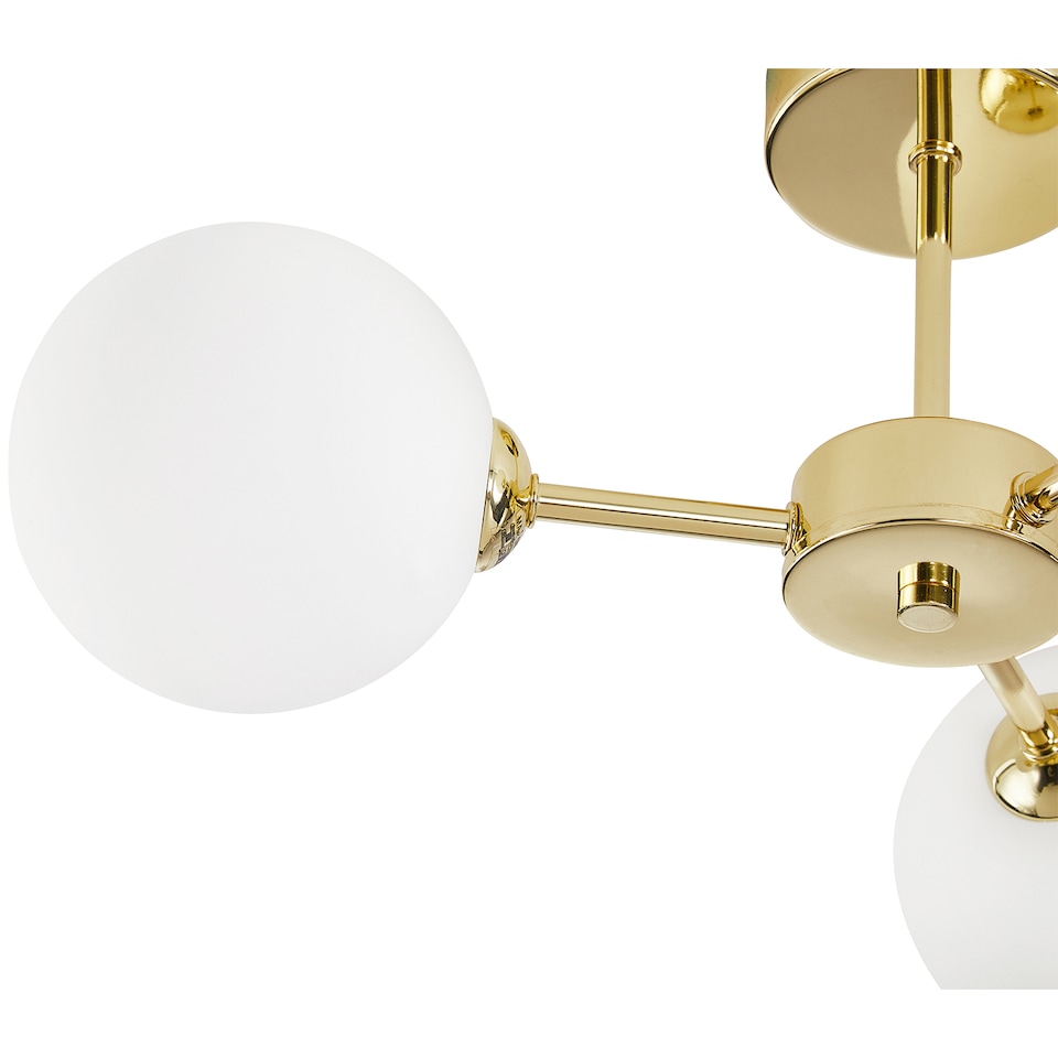 image 1 of Contemporary Chic Polished Gold Ceiling Light with Opal White Globe Glass Shades | Gold