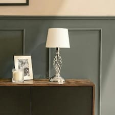 ValueLights Memphis Silver Chrome Twist Table Lamp