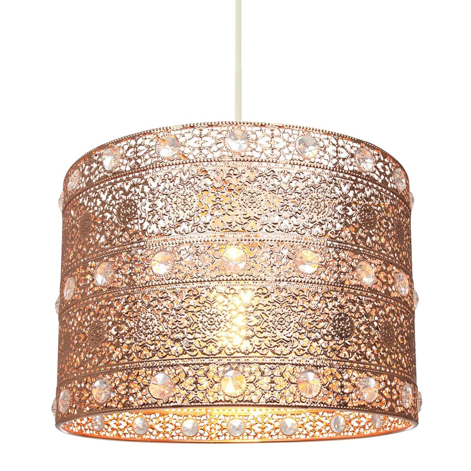 image 1 of Polished Copper Acrylic Gem Moroccan Style Chandelier Pendant Light Shade | Copper