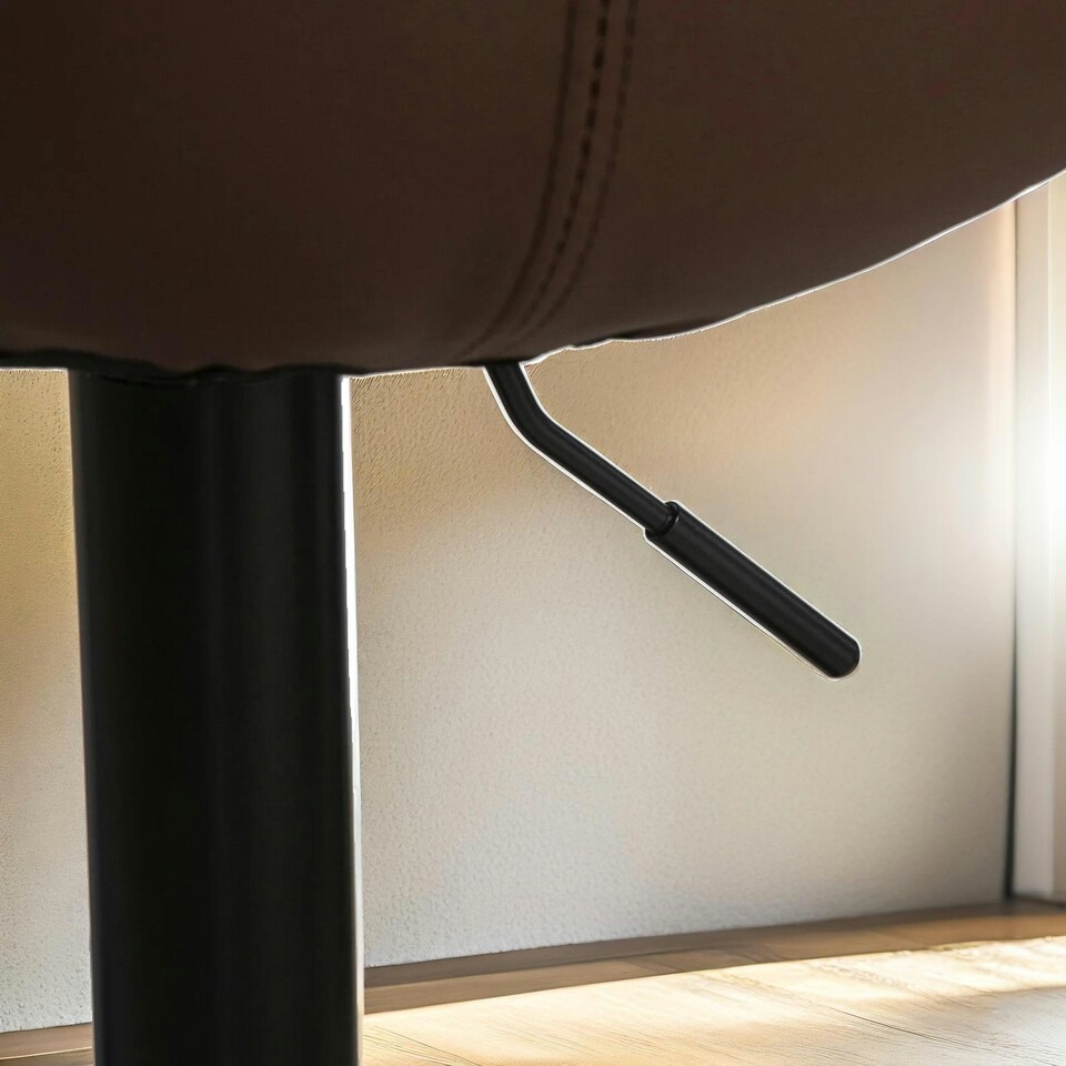 image 1 of 2PC Adjustable Height 360 Swivel Barstools Set With Shell Backrest Brown Brown