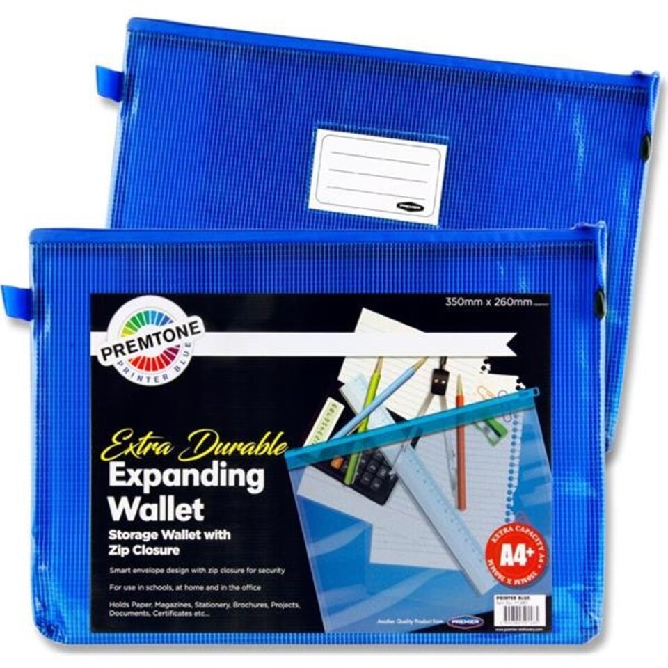 image 1 of A4+ Extra Durable Printer Blue Mesh Wallet by Premto