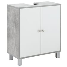 kleankin Under Sink Cabinet, Bathroom Vanity Unit, Storage Cupboard with Adjustable Shelves, White and Grey | White | White, Grey