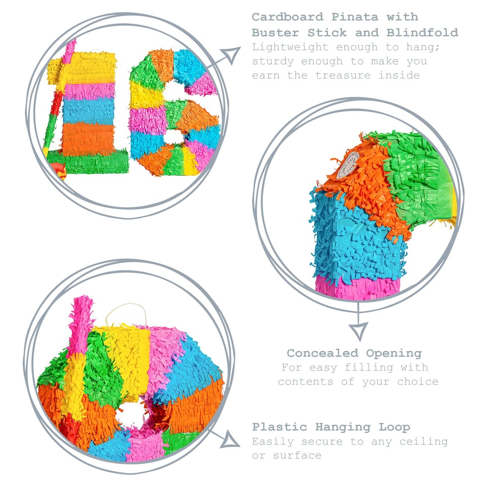 image 1 of Fax Potato Fax Potato Pinata Set with Stick & Blindfold - 16th Birthday / Anniversary - Rainbow